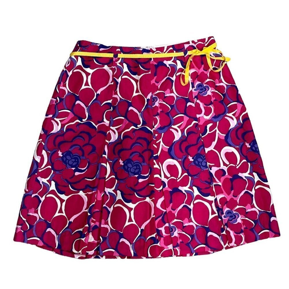 Lilly Pulitzer Festivas Pink Purple Floral Silk Cotton Blend Mini Skirt 2